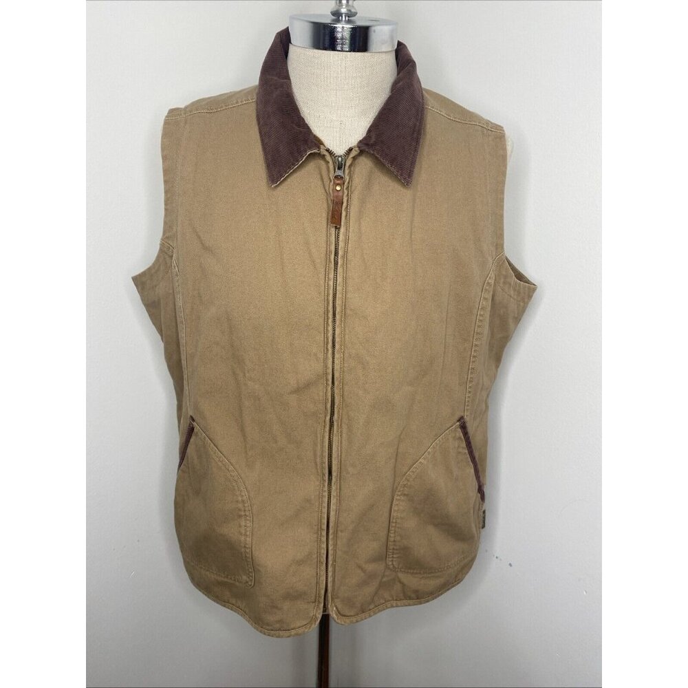 Woolrich Canvas Duck Vest Blanket Lined Full Zip Pockets Tan Women’s  Size XXL